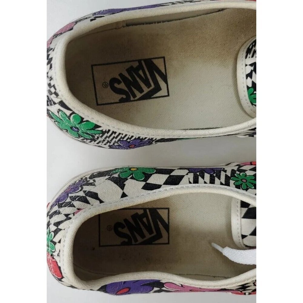 Vans Authentic Printed Floral/Check Men's Classic Skate Shoes Size 10 red green - Picture 7 of 11